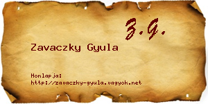 Zavaczky Gyula névjegykártya